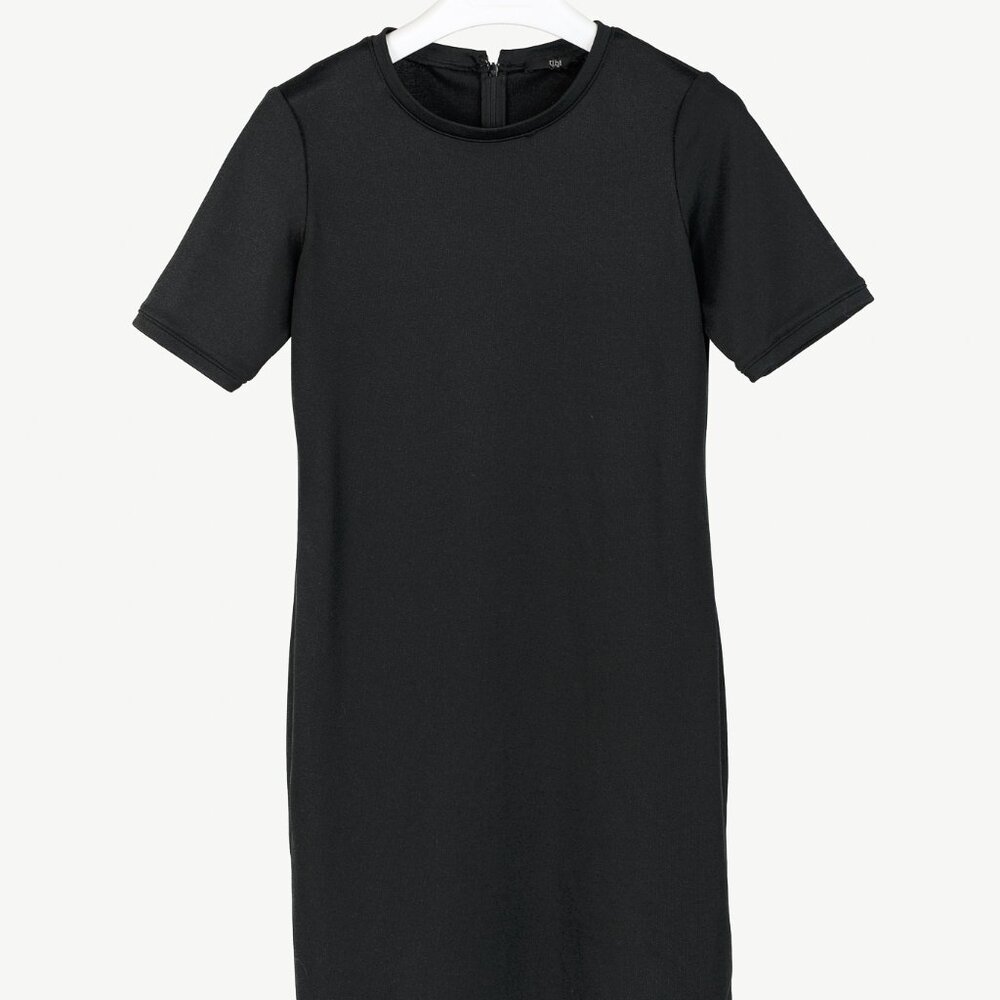 Tibi Black Stretch Short-Sleeve Mini Dress